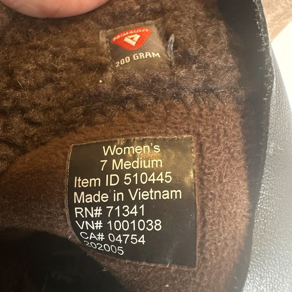 LL Bean 7 M Women's Mountainside Boots‎ Mid Fleece-Lined Brown Side Zip